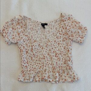 Forever 21 Floral Cropped Smocked Top